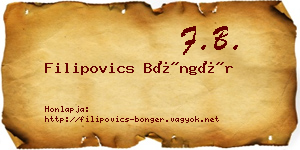 Filipovics Böngér névjegykártya